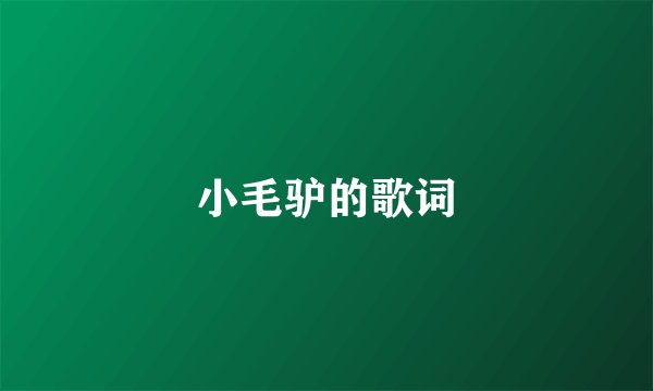 小毛驴的歌词