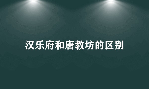 汉乐府和唐教坊的区别