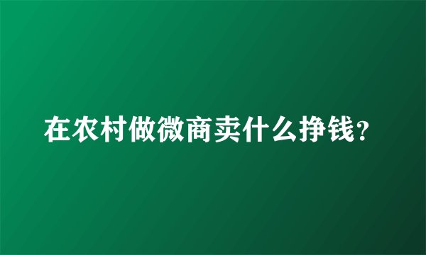 在农村做微商卖什么挣钱？