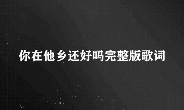 你在他乡还好吗完整版歌词