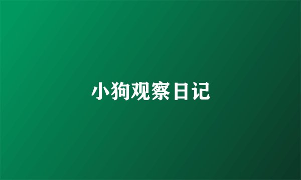 小狗观察日记