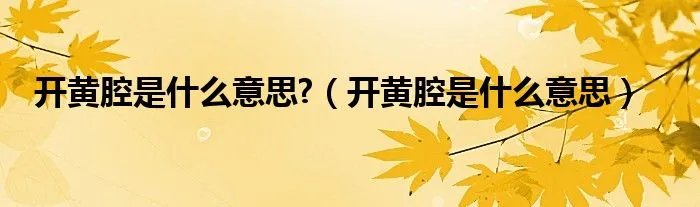 开黄腔是什么意思?（开黄腔是什么意思）