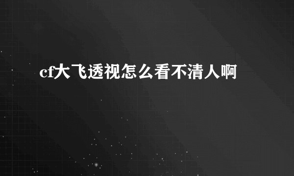 cf大飞透视怎么看不清人啊