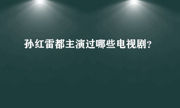 孙红雷都主演过哪些电视剧？