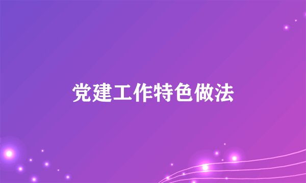 党建工作特色做法