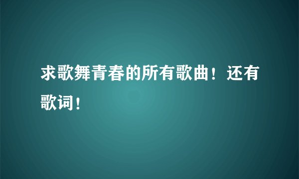 求歌舞青春的所有歌曲！还有歌词！