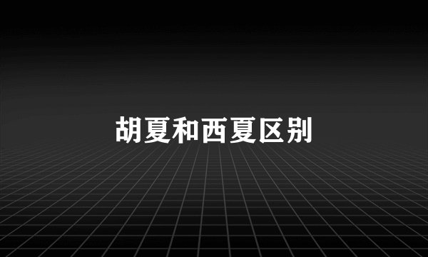 胡夏和西夏区别