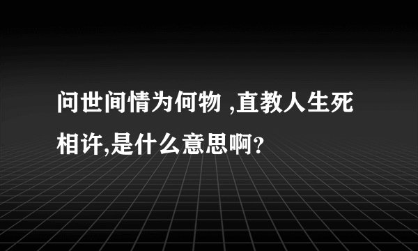 问世间情为何物 ,直教人生死相许,是什么意思啊？
