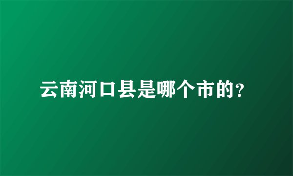 云南河口县是哪个市的？
