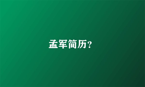 孟军简历？