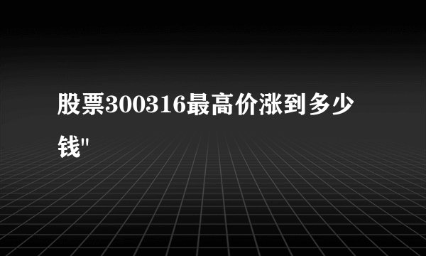 股票300316最高价涨到多少钱