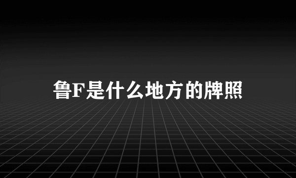 鲁F是什么地方的牌照