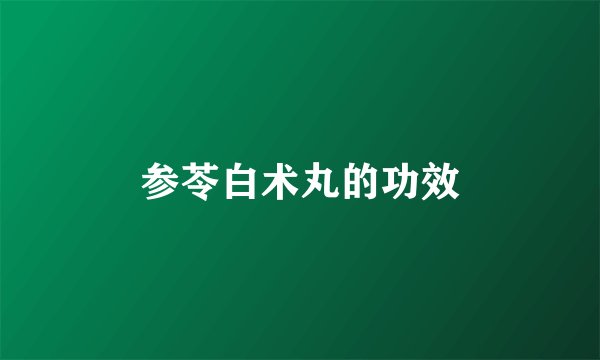 参苓白术丸的功效