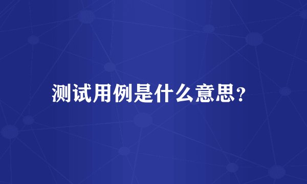 测试用例是什么意思？