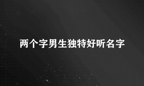 两个字男生独特好听名字