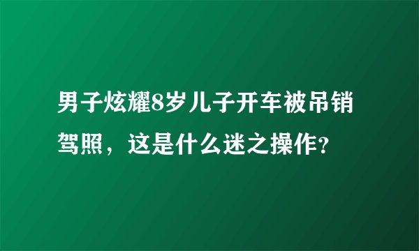 男子炫耀8岁儿子开车被吊销驾照，这是什么迷之操作？