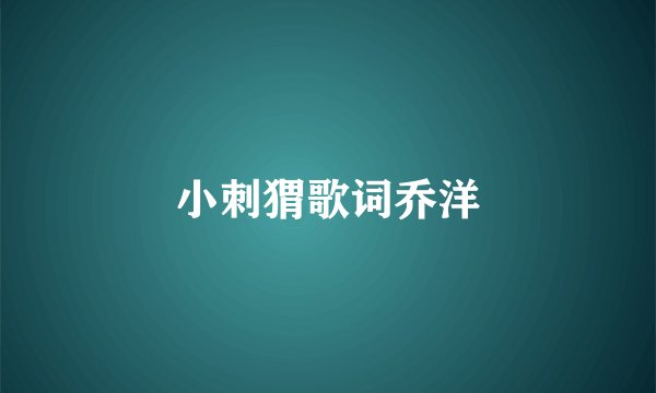 小刺猬歌词乔洋