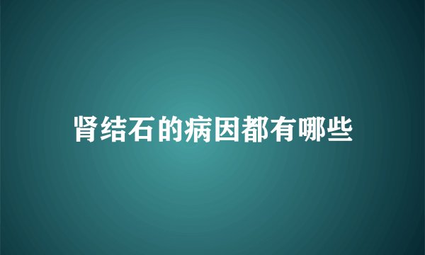 肾结石的病因都有哪些