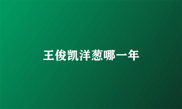 王俊凯洋葱哪一年