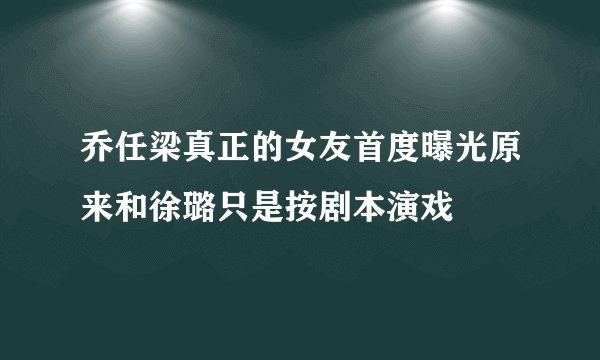 乔任梁真正的女友首度曝光原来和徐璐只是按剧本演戏