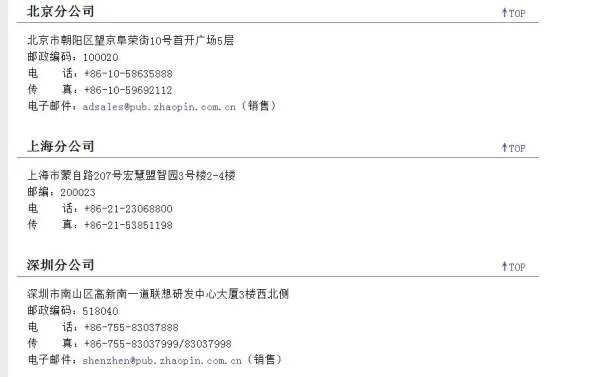 北京智联招聘总公司地址是在哪里?分公司地址是在哪里?
