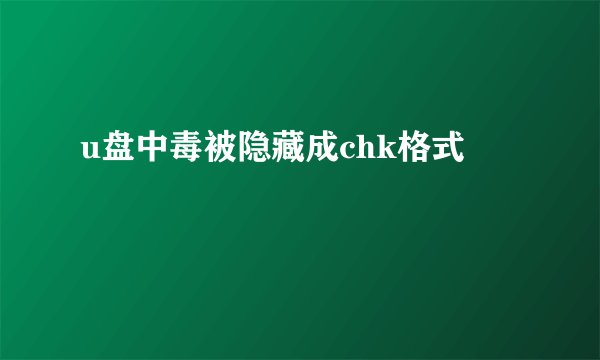 u盘中毒被隐藏成chk格式