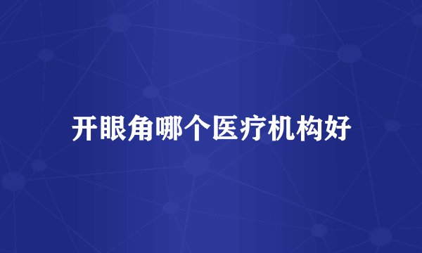 开眼角哪个医疗机构好