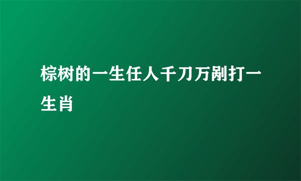 棕树的一生任人千刀万剐打一生肖