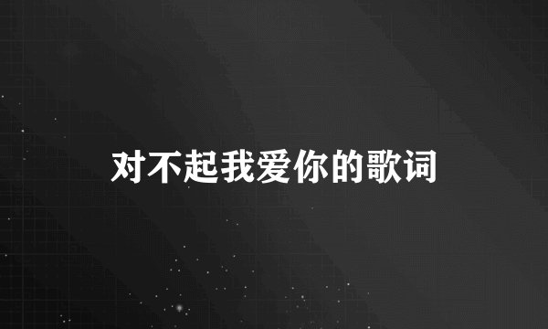 对不起我爱你的歌词