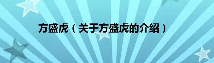 方盛虎(关于方盛虎的介绍)