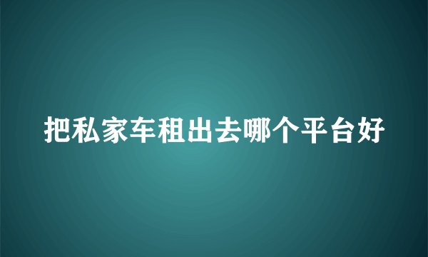 把私家车租出去哪个平台好