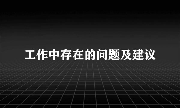 工作中存在的问题及建议