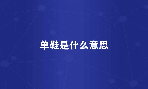 单鞋是什么意思