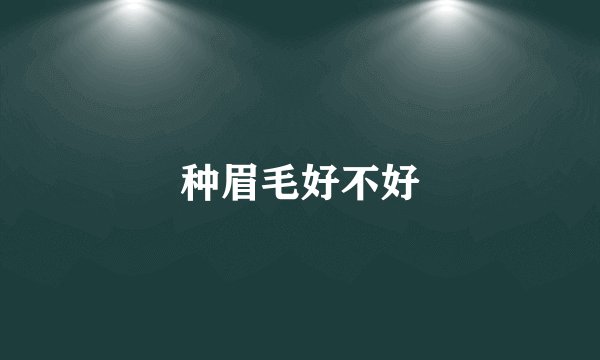种眉毛好不好