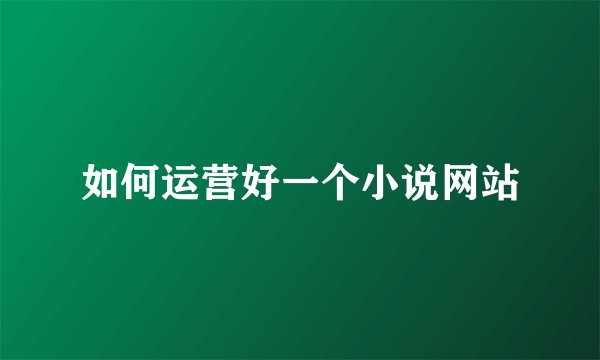 如何运营好一个小说网站