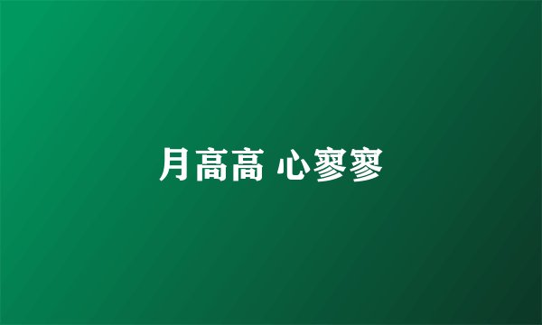 月高高 心寥寥