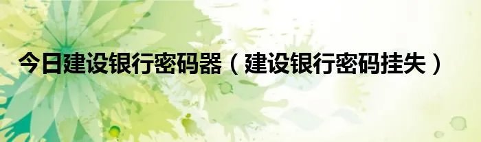 今日建设银行密码器（建设银行密码挂失）