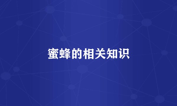 蜜蜂的相关知识