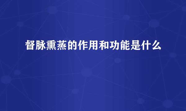 督脉熏蒸的作用和功能是什么
