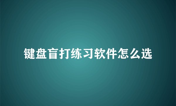 键盘盲打练习软件怎么选