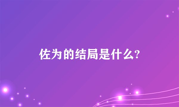 佐为的结局是什么?