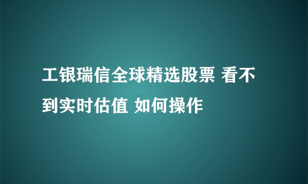 工银瑞信全球精选股票 看不到实时估值 如何操作