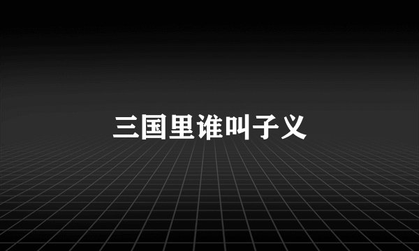 三国里谁叫子义