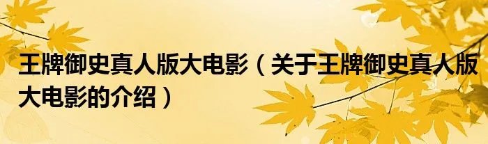 王牌御史真人版大电影（关于王牌御史真人版大电影的介绍）