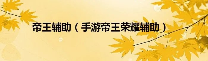 帝王辅助（手游帝王荣耀辅助）