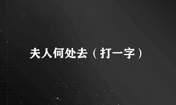 夫人何处去(打一字)