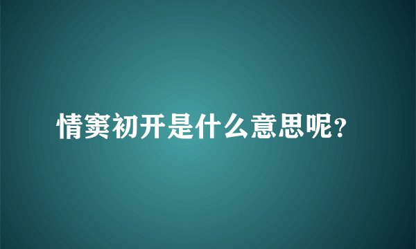 情窦初开是什么意思呢？