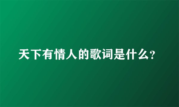 天下有情人的歌词是什么?