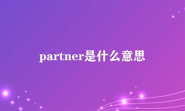 partner是什么意思