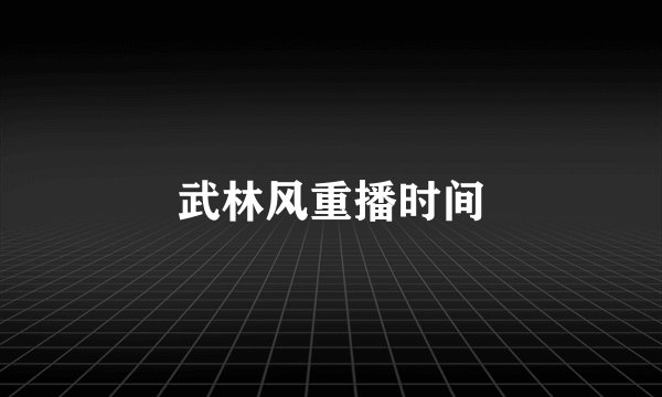 武林风重播时间